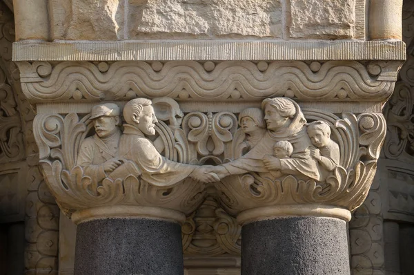 Detalhe Das Esculturas Catedral Gótica Etienne Metz Moselle Lorena França — Fotografia de Stock