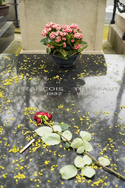 Paris Frankrike April 2016 Francois Truffauts Grav Montmartre Kyrkogården Han — Stockfoto