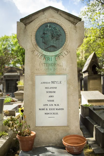 París Francia Abril 2016 Tumba Stendhal Cementerio Montmartre Marie Henri — Foto de Stock