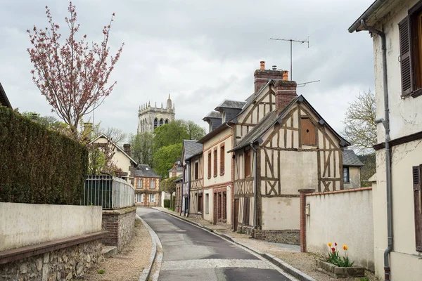 Будинки Красиві Колоди Оформлена Bec Hellouin Нормандія Франції — стокове фото