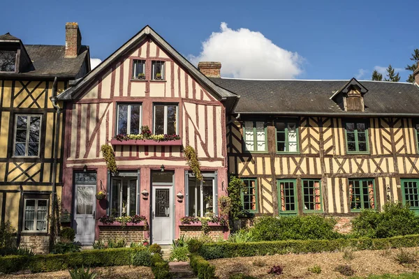 Mooie Hout Omlijst Huizen Bec Hellouin Normandië Frankrijk — Stockfoto