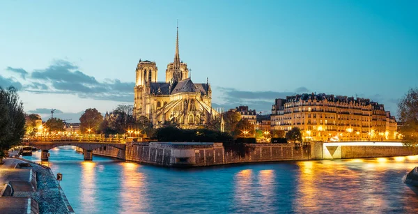 Panoráma Notre Dame Párizs Paris Our Lady Alkonyatkor Egy Középkori — Stock Fotó