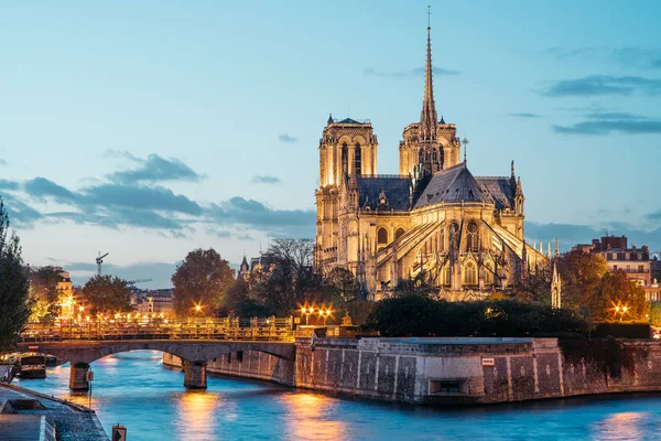 Panoramautsikt Över Notre Dame Paris Vår Fru Paris Skymningen Det — Stockfoto