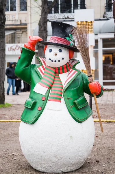 Parigi Francia Dicembre 2014 Pupazzo Neve Nei Tradizionali Mercatini Natale Foto Stock