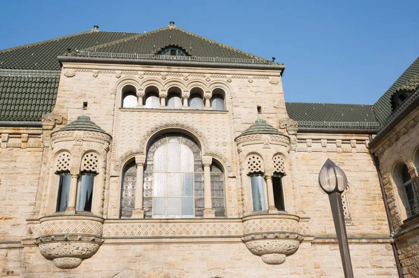 Close Shot Ancient Cathedral Facade Stock Image