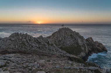 Pointe du Raz 'da gün batımı, Brittany, Fransa
