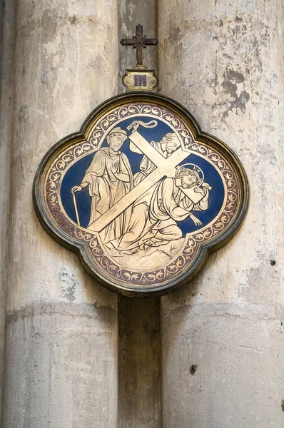 TOURS, FRANCE - OCTOBER 14, 2014: Old painting depicts bible story in the Cathedral of Saint Gatien