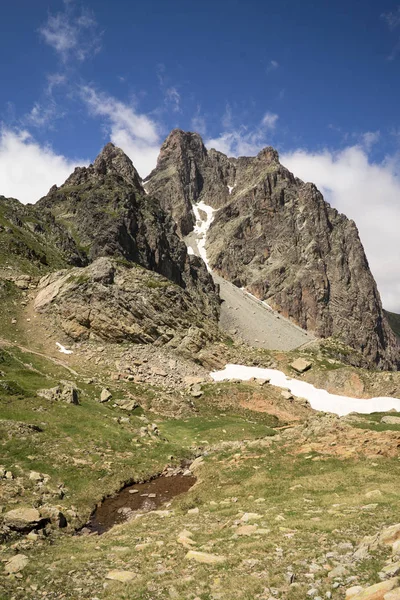 The Pic du Midi d'Ossau (2884 m) at sunrise, it is a mountain rising above the Ossau Valley in the French Pyrenees