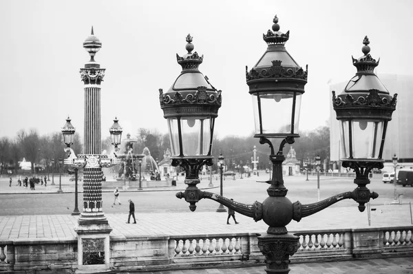 Black White Paris Street Lamps Concorde Square — Stock Photo, Image