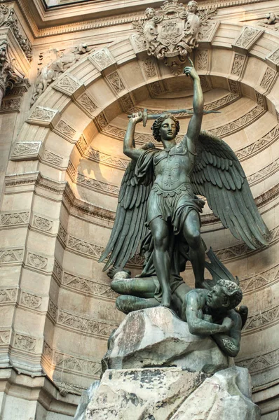 Statue Saint Michel Sur Place Saint Michel Paris — Photo