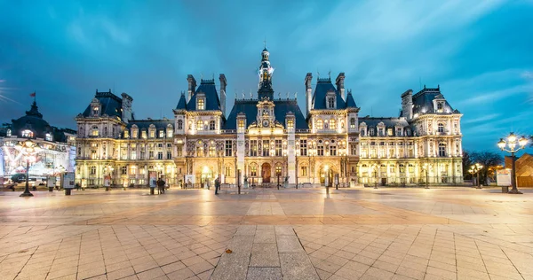 Paris Fransa Kasım 2016 Paris City Halll Hotel Ville Alacakaranlıkta — Stok fotoğraf