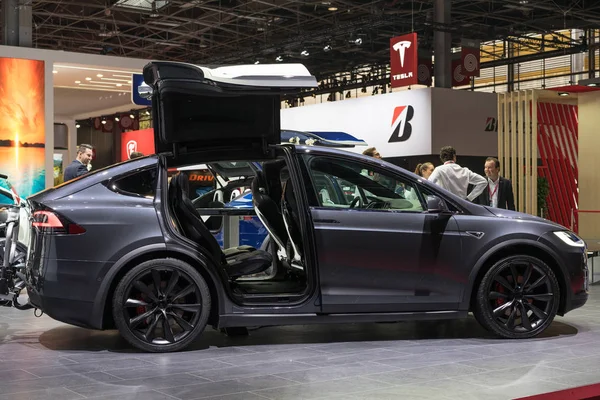 París Francia Octubre 2016 Tesla Model Muestra Salón Del Automóvil — Foto de Stock