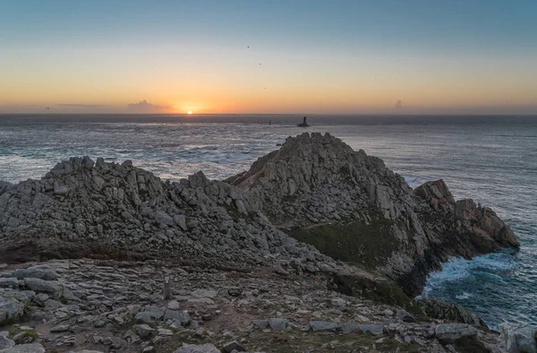 Západ Slunce Pointe Raz Bretaň Francie — Stock fotografie