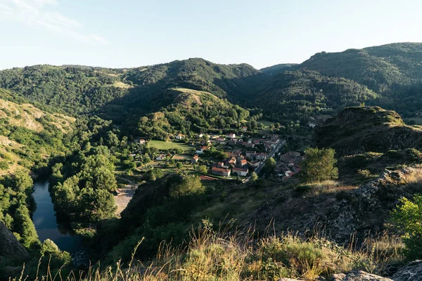 Panoramisch Uitzicht Prade Bij Zonsondergang Centraal Massief Auvergne Haute Loire — Stockfoto