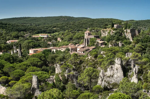 Ortaçağdan Kalma Şehir Lacoste Luberon Güney Fransa — Stok fotoğraf