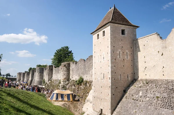 Mittelalterliche Stadtmauer Der Provinz Während Des Mittelalterfestes Frankreich — Stockfoto