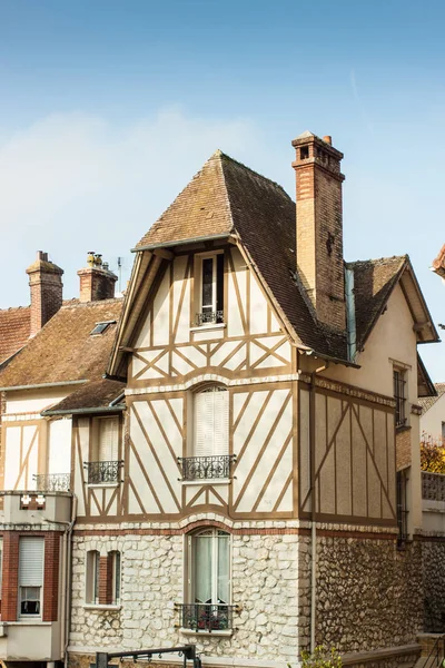Altes Fachwerkhaus Provinzen Frankreich Eine Kleine Mittelalterliche Stadt — Stockfoto