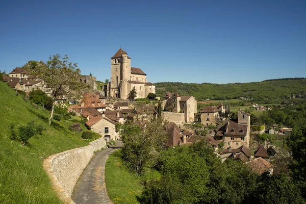 Villaggio Medievale Saint Cirq Lapopie Pirenei Midi Francia Evoluzione Demografica — Foto Stock