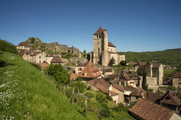 Villaggio Medievale Saint Cirq Lapopie Pirenei Midi Francia Evoluzione Demografica — Foto Stock