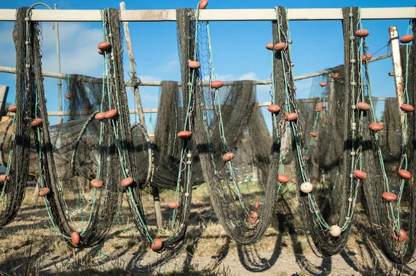Rede Pesca Secagem Sol Pointe Courte Sete Herault França — Fotografia de Stock