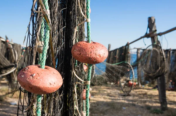 Rede Pesca Secagem Sol Pointe Courte Sete Herault França — Fotografia de Stock