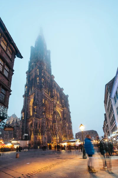 Nuestra Señora Catedral Estrasburgo Navidad Región Alsacia Francia — Foto de Stock
