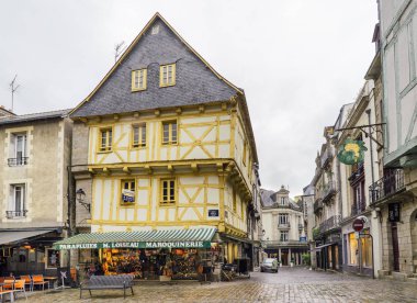 VANNES, FRANCE - OCTOBER 18, 2016:Traditional timber framed houses on the street