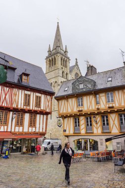 VANNES, FRANCE - OCTOBER 18, 2016:Traditional timber framed houses on the street