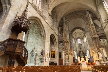 Vannes, Fransa - 18 Ekim 2016: Vannes Katedrali veya St. Peter's Katedrali, Vannes iç. Bir Roma Katolik katedral Vannes, Brittany, Fransa