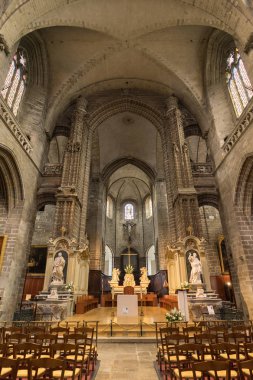 Vannes, Fransa - 18 Ekim 2016: Vannes Katedrali veya St. Peter's Katedrali, Vannes iç. Bir Roma Katolik katedral Vannes, Brittany, Fransa