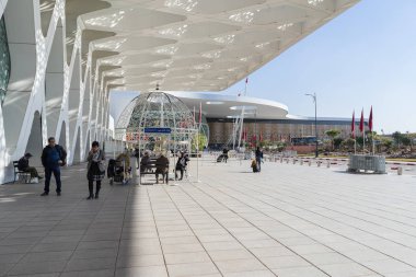 Marakeş, Fas - 13 Ocak 2017:View Marakeş Menara Havaalanı. Marakeş, Fas Marakeş-Tensift-El Haouz bölgesinin başkenti hizmet veren uluslararası bir Havaalanı olduğunu.