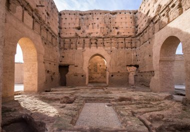 El Badi Palace Marakeş, Fas harap saray gibi. Arap Saadian sultan Ahmed El-Mansur tarafından yaptırılan.