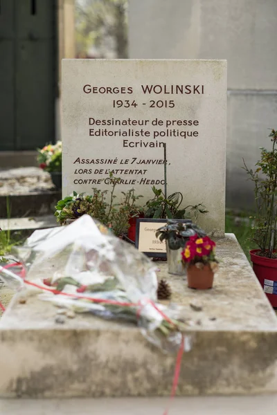 Paris França Abril 2016 Túmulo Georges Wolinski Cemitério Montparnasse Ele — Fotografia de Stock
