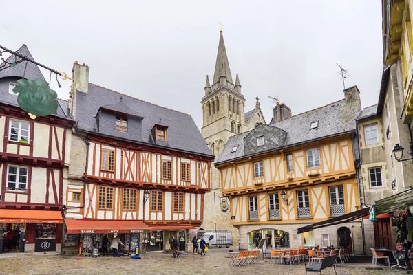 Vannes France October 2016 Traditional Timber Framed Houses Street — стоковое фото