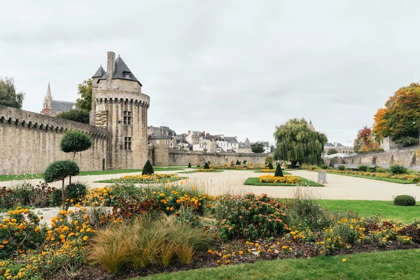 Jardin Extérieur Mur Vannes Cité Médiévale Bretonne France — Photo