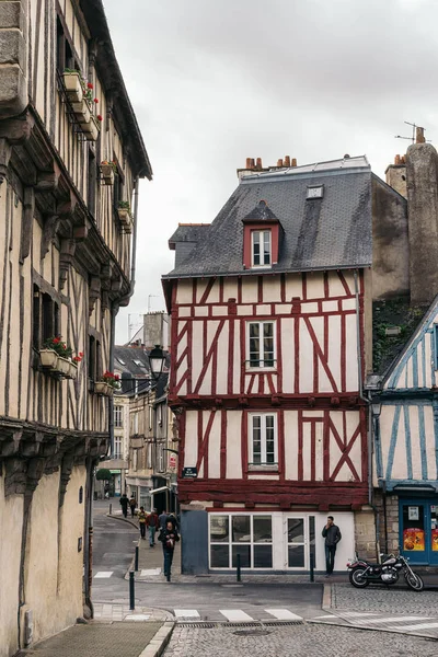 Vannes France October 2016 Traditional Timber Framed Houses Street — стоковое фото