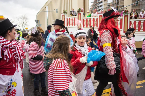Cologne Alemania Febrero 2016 Hermosas Chicas Desfile Durante Carnaval Colonia — Foto de Stock