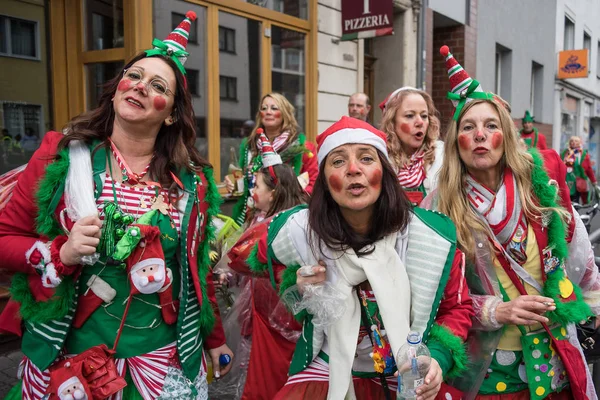 Cologne Alemania Febrero 2016 Hermosas Chicas Desfile Durante Carnaval Colonia — Foto de Stock