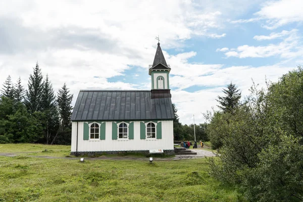 Thingvellir Kościoła Jest Miejscu Pierwszego Parlamentu Islandii — Zdjęcie stockowe