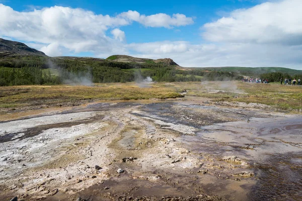 Ісландський Краєвид Обробки Парою Гейзерів — стокове фото