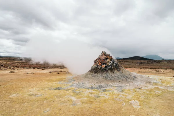 Baljós Nézd Geotermális Területen Hverir Hverarond Közelében Myvatn Krafla Északkeleti — Stock Fotó