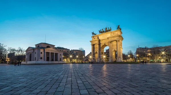 Arco Della Pace Arc Paix Crépuscule Milan Italie — Photo