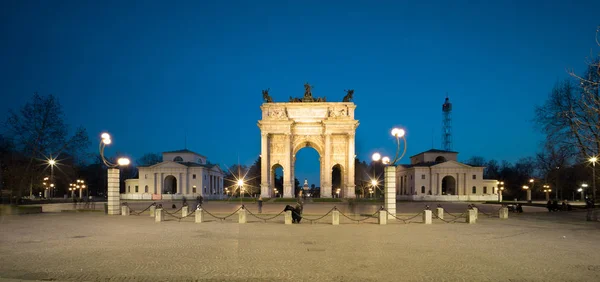 Arco Della Pace Boog Van Vrede Schemering Milaan Italië — Stockfoto