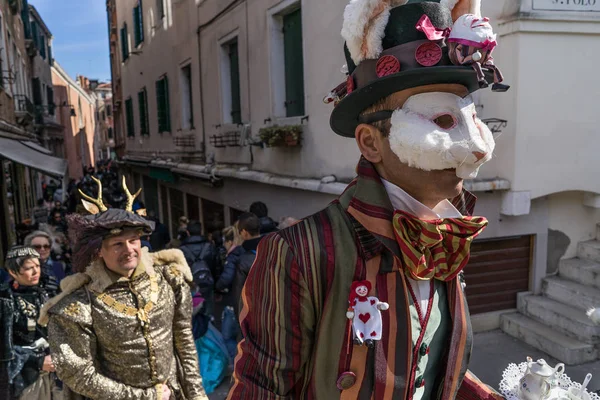 Venice Italy February 2017 People Carnival Venice Annual Festival Starts — Stock Photo, Image