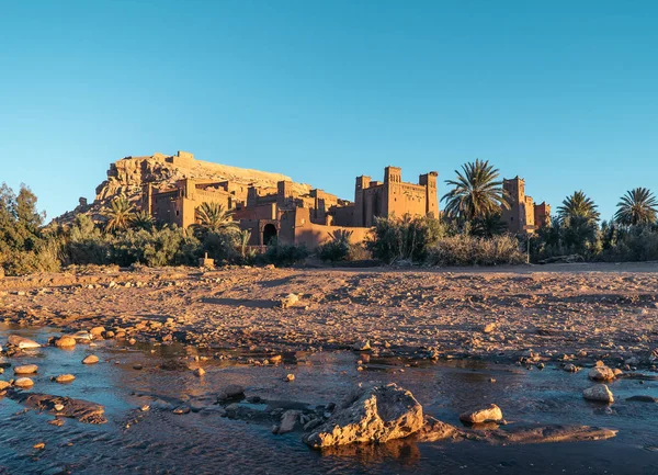 Falu Ait Ben Haddou Naplementekor Egy Ighrem Erődített Falu Angol — Stock Fotó