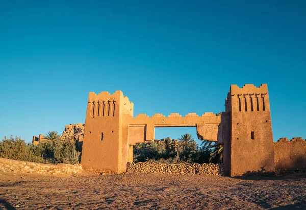 Wieś Ait Ben Haddou Zachodzie Słońca Jest Ighrem Wieś Ufortyfikowane — Zdjęcie stockowe