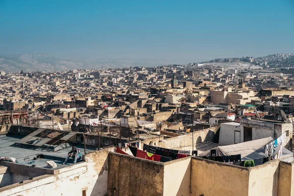 Fes Morocco Janeiro 2017 Vista Alto Ângulo Medina — Fotografia de Stock