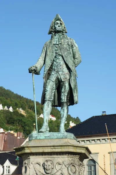 Bergen Noorwegen Augustus 2016 Standbeeld Van Baron Ludvig Holberg Hij — Stockfoto