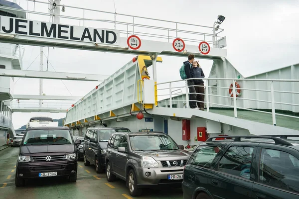 Hjelmelandsvagen Norvège Août 2015 Passagers Voitures Sur Ferry — Photo