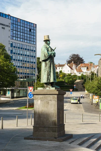 Ставангері Норвегія Серпня 2015 Статуя Людини Центрі Ставангер — стокове фото